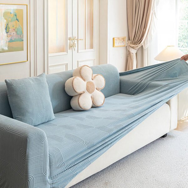 All-Seasons Polar Fleece Elastic Full Wrap Anti-Scratch Couch Cover