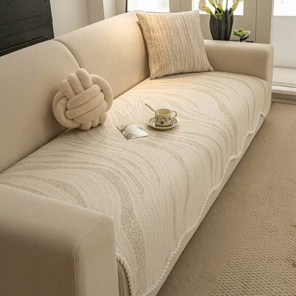 Cool Touch Ice Silk Minimalist Style with Braided Edge Couch Cover