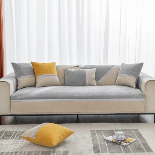 All Seasons Water-Resistant Colorblock Anti-Slip Couch Cover for Pets and Kids