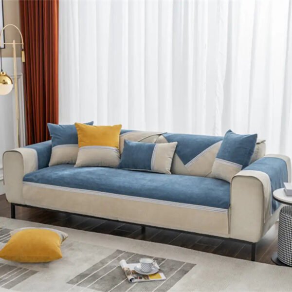 All Seasons Water-Resistant Colorblock Anti-Slip Couch Cover for Pets and Kids