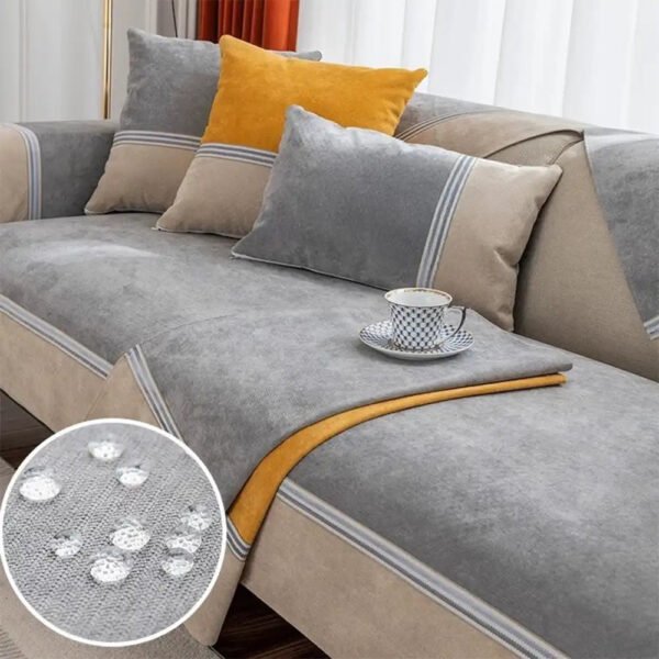 All Seasons Water-Resistant Colorblock Anti-Slip Couch Cover for Pets and Kids