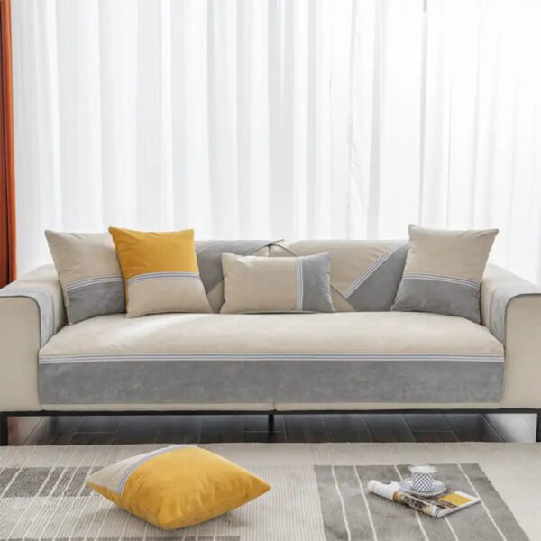 All Seasons Water-Resistant Colorblock Anti-Slip Couch Cover for Pets and Kids