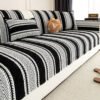 Color-Blocked Striped Chenille Non-Slip Couch Cover - Suitable For All Seasons