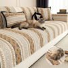 Color-Blocked Striped Chenille Non-Slip Couch Cover - Suitable For All Seasons