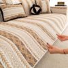 Color-Blocked Striped Chenille Non-Slip Couch Cover - Suitable For All Seasons