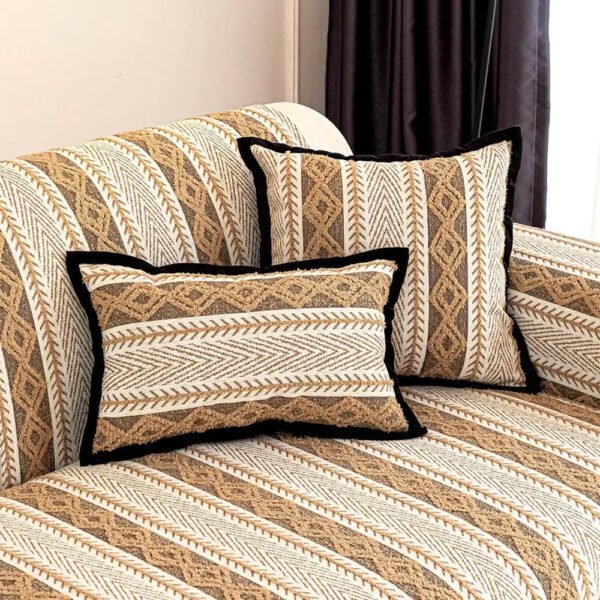 Color-Blocked Striped Chenille Non-Slip Couch Cover - Suitable For All Seasons