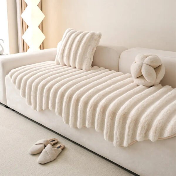 Fluffy Comfort Plush Furniture Protection Decorative Couch Cover