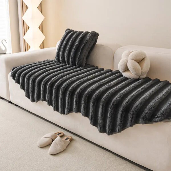 Fluffy Comfort Plush Furniture Protection Decorative Couch Cover