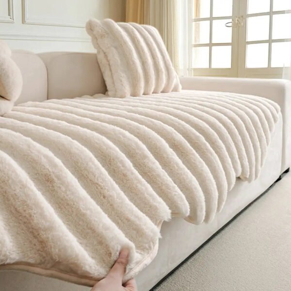 Fluffy Comfort Plush Furniture Protection Decorative Couch Cover