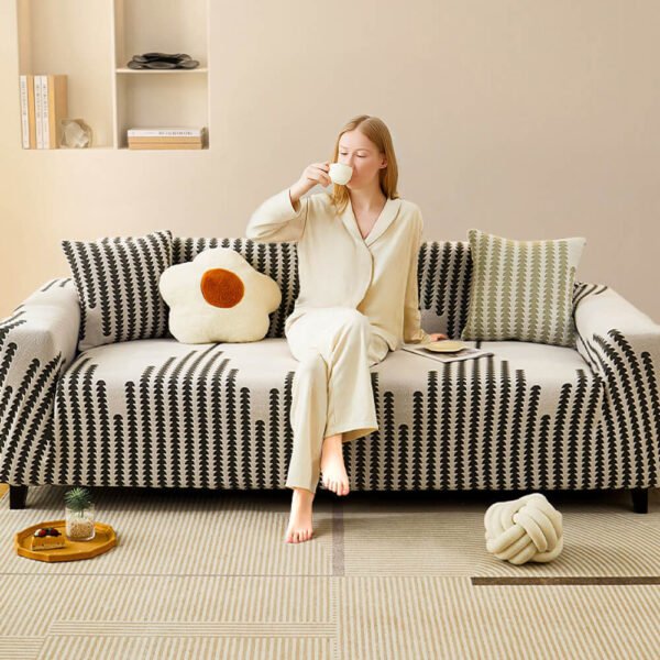 Herringbone Cozy Full-Wrap Stretch Magic Couch Cover