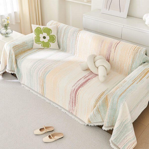 Colorful Rainbow Gradient Full Sofa Drape Throw Couch Cover