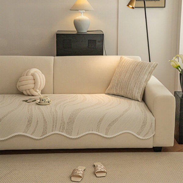 Cool Touch Ice Silk Minimalist Style with Braided Edge Couch Cover