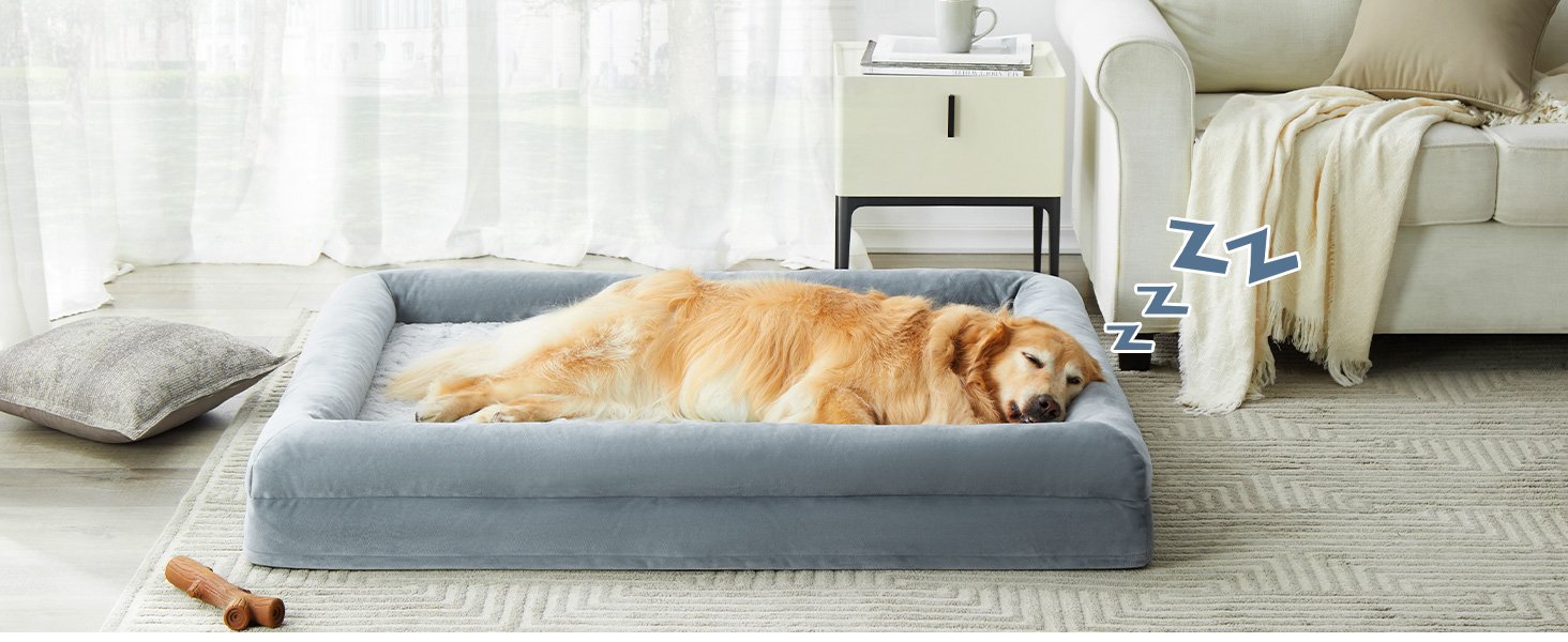 Extra Large Pet Bed with Bolster Sides for Sleeping, Big Dog Couch with Sides
