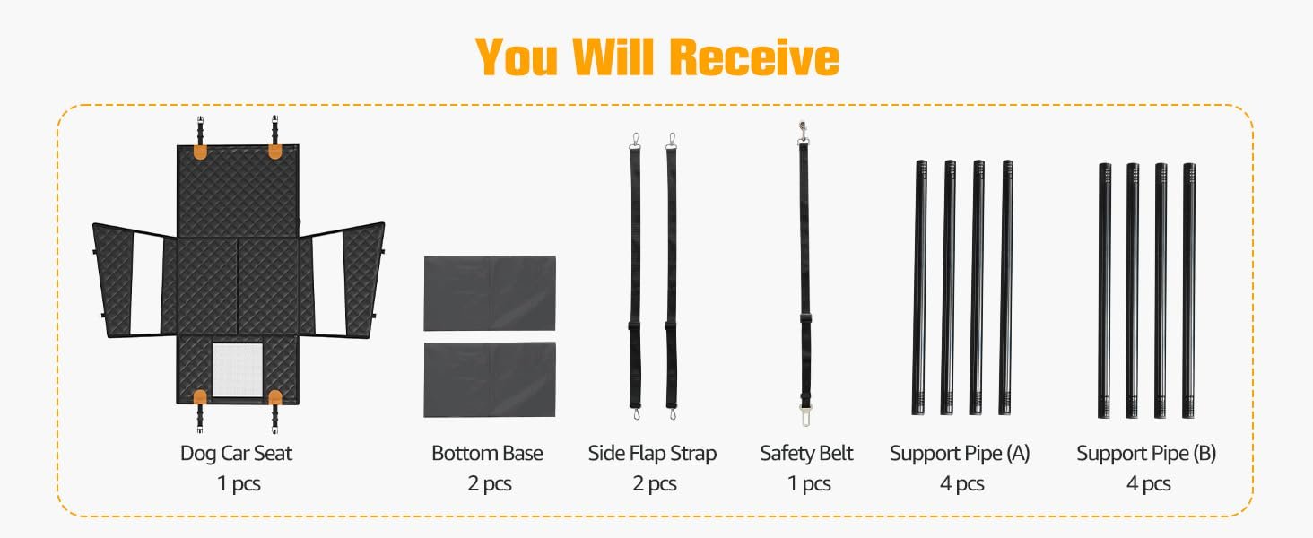 Dog car seat for medium and large dogs