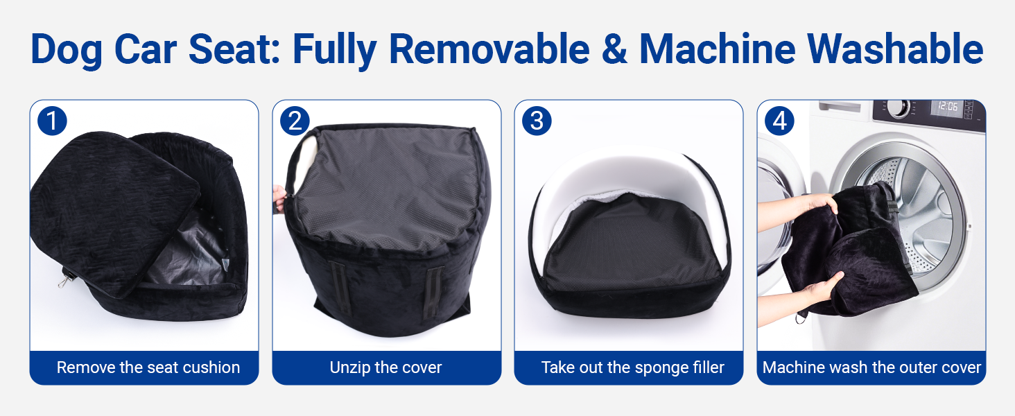 dog car seat for small breed, medium breed dogs, travel dog bed fully machine remove