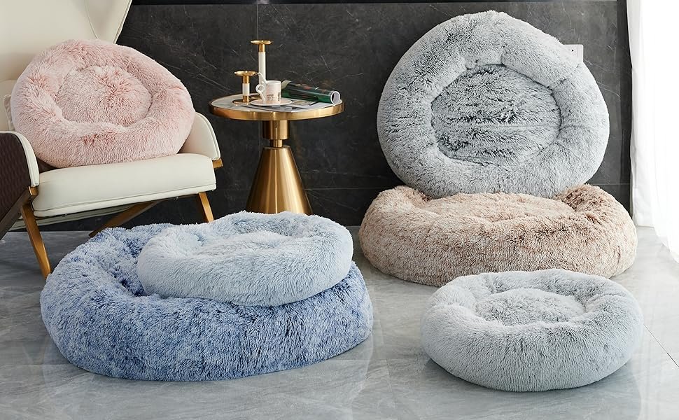 colorful donut dog beds