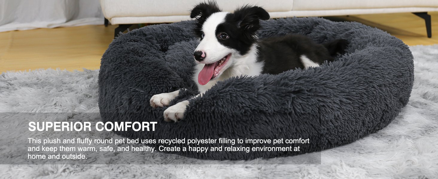 dog bed, dog beds large sized dog, donut dog bed, calming dog bed, round dog bed, pet beds, fluffy 